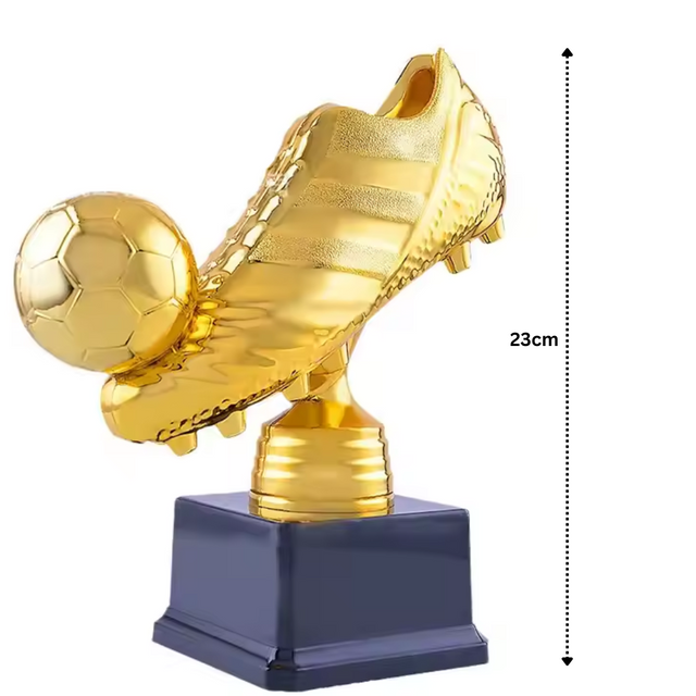 23cm Golden Football Shoe Trophy – Soccer Award for Tournaments, Ceremonies, and Celebrations – Durable Plastic Material with Sturdy Base