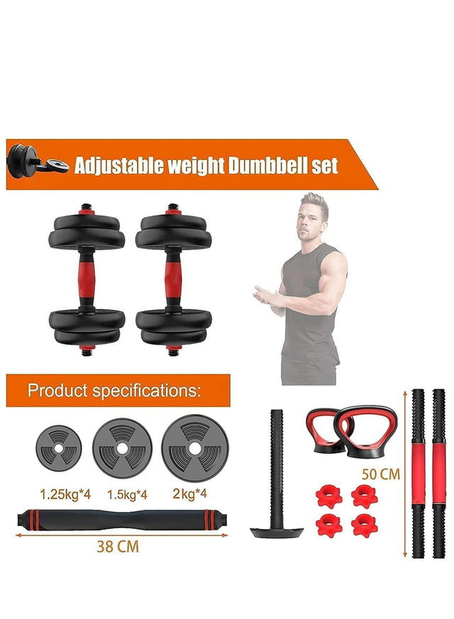20KG Adjustable Weightlifting Dumbbell Set With Non Slip Rod And Barbells For Home Gym Exercise