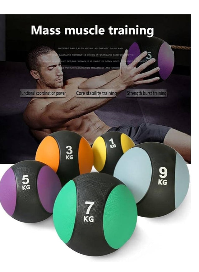 Fitness Weighted Medicine Balls 1kg to 8kg Handheld Rubber Med for Core Balance Ab Workout Equipment Home Gym Exercise Weights, Core Strength Training Wall Balls, Home Gym Workout Exercise Balls