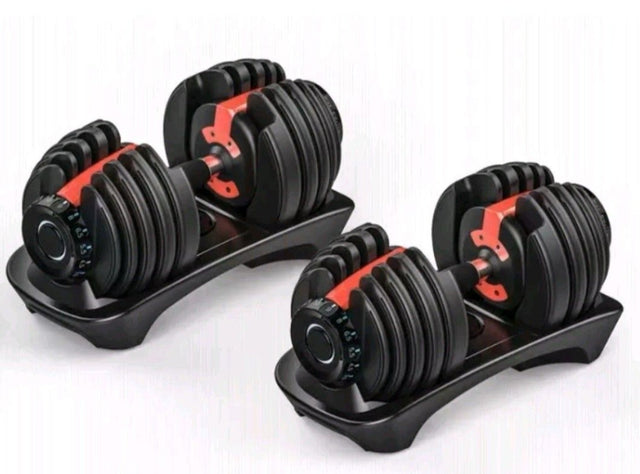 24KG PAIR of Smart ADJUSTABLE DUMBBELLS with Quick Automatic 15 Different Weights Adjustment and Weighing Board, For Home Gym Exercises and Workouts 2110320