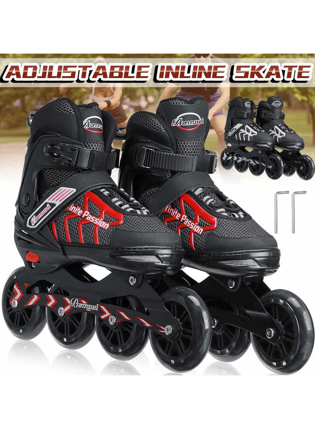 Four wheel inline skates shoes adjustable roller shoes skates for children boys girl kids beginner double row red roller skates 229512