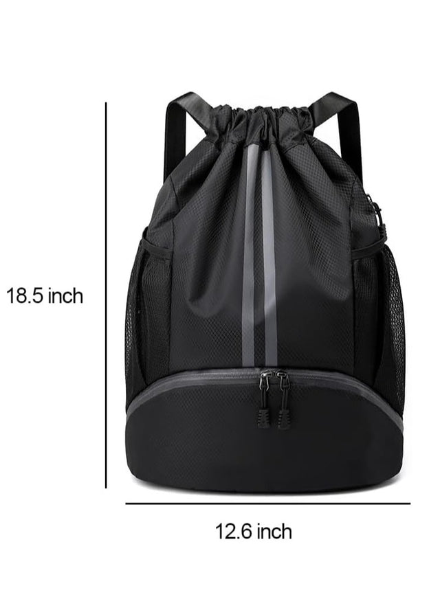 Unisex Drawstring Backpack, Waterproof Travel Bag, Large Oxford Gym Bag, Student Backpack, Durable Sports Ball Bag with Shoe Compartment, Suitable for Sports Holidays School-4911