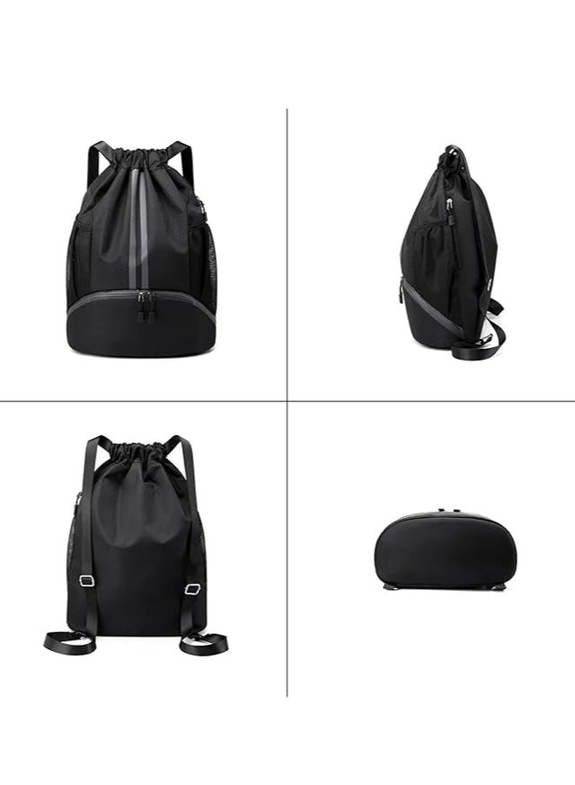 Unisex Drawstring Backpack, Waterproof Travel Bag, Large Oxford Gym Bag, Student Backpack, Durable Sports Ball Bag with Shoe Compartment, Suitable for Sports Holidays School-4911