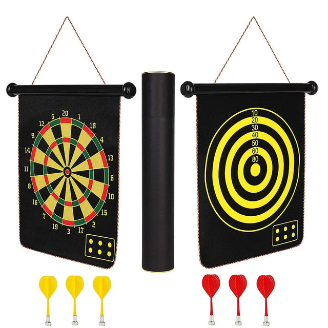 Magnetic Dart Board S/M/L for Double Sided Dart Board Game Set, Indoor Outdoor Dart Board Game with 6pcs Safe Magnetic Darts, Gifts for Teenage