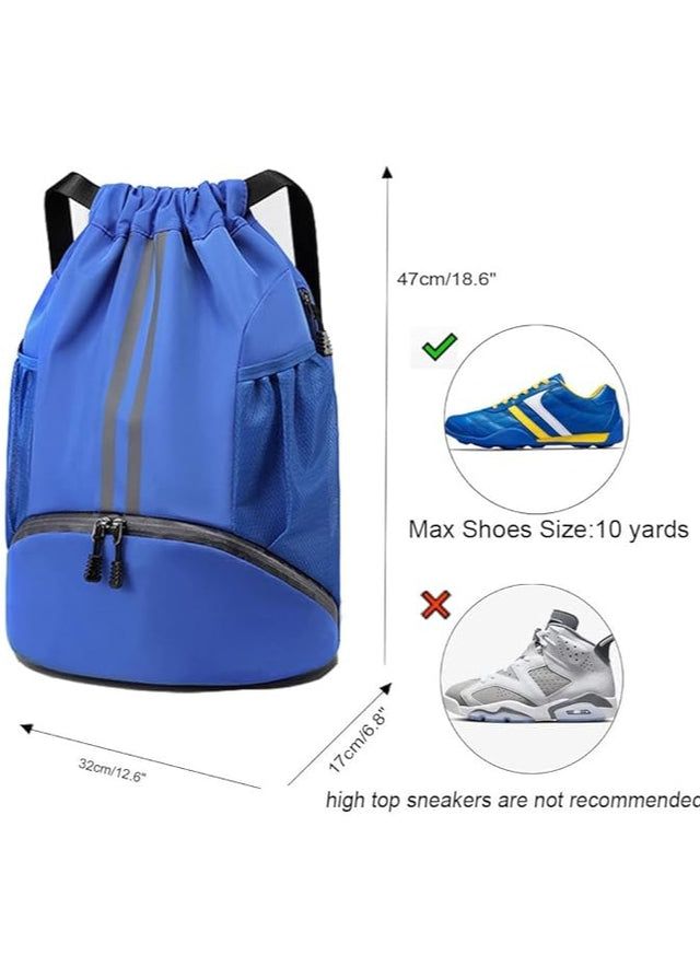 Unisex Drawstring Backpack, Waterproof Travel Bag, Large Oxford Gym Bag, Student Backpack, Durable Sports Ball Bag with Shoe Compartment, Suitable for Sports Holidays School-4911