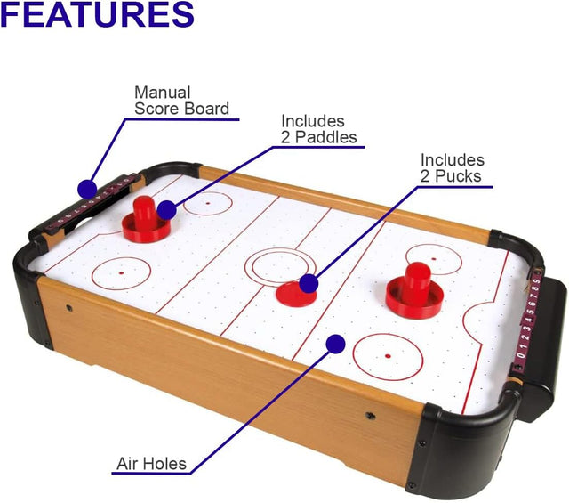 Air Hockey Tabletop Game - Tournament Air Hockey Table Game for Kids - 2 Strikers, 2 Pucks -