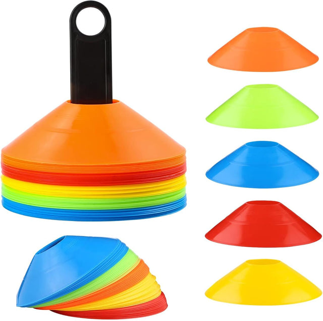 Set Of 50 Football Training Cones With Cone Holder Training Equipment Cones For Football Training Sports Cones Football Cones Training Set Space Marker Cones