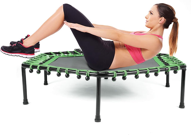 Home Gym Exercise Trampoline with Adjustable Handrail, Indoor/Outdoor, Hexagon, for Adults & Kids