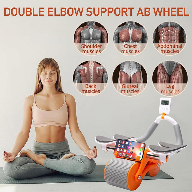 2 Ans 1 Smart AB Wheel Built In Chip Accurate Recording Automatic Rebound Abs Workout Equipment Good Stability Free Thickened Pads Not Hurting The Knees