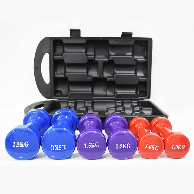 Vinyl Dumbbells hand weight with carry case 10 kg