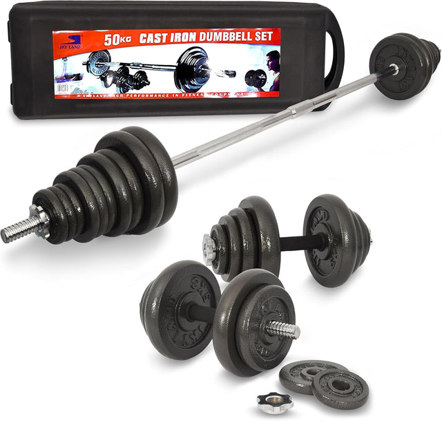 50KG Adjustable Dumbbell Set with Black Carry Box – Heavy-Duty Strength Training Weights