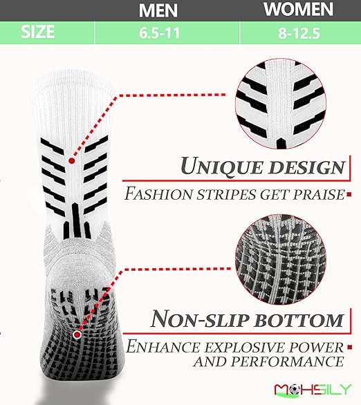 Mens Grip Socks Non Slip for Soccer,Hospital, Training,Anti Slip Grippers