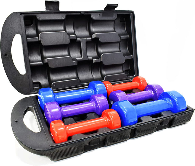 Vinyl Dumbbells hand weight with carry case 10 kg