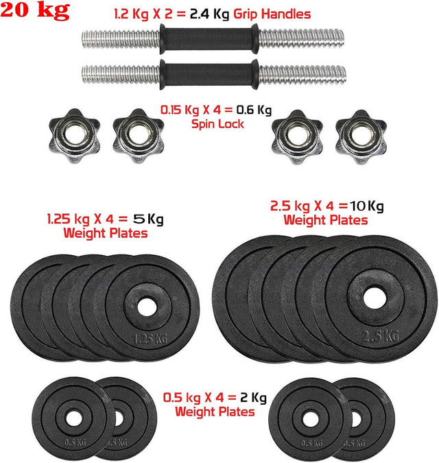 20KG Dumbbell Set Adjustable With Box 18-Piece 9006