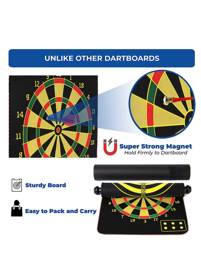 Magnetic Dart Board S/M/L for Double Sided Dart Board Game Set, Indoor Outdoor Dart Board Game with 6pcs Safe Magnetic Darts, Gifts for Teenage