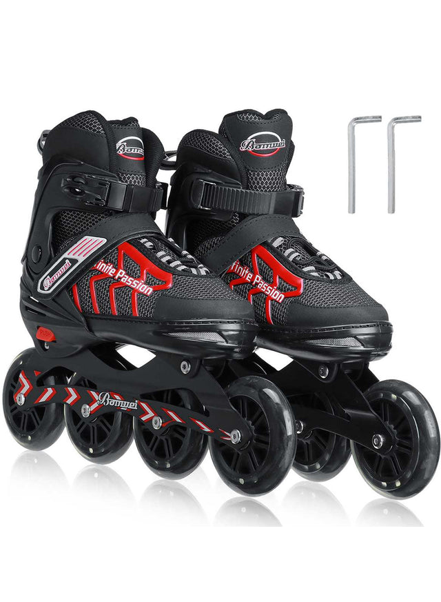 Four wheel inline skates shoes adjustable roller shoes skates for children boys girl kids beginner double row red roller skates 229512