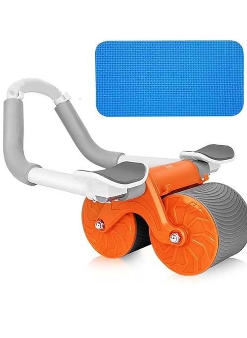 Double Wheel Total Body AB Roller Exerciser For Abdominal Stomach Exercise Training Knee Mat Steel Handle (23920)