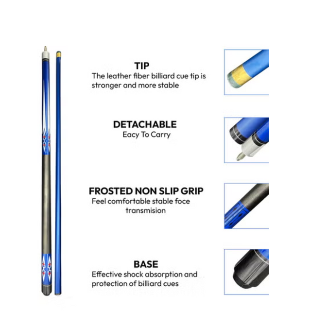 2-Piece 58 Inch13 mm Carbon Fibre Billiard Pool Cue Composite Pool Cue Sticks Set
