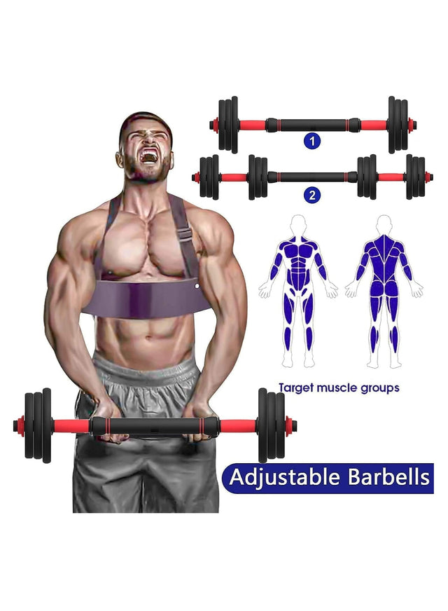 20KG Adjustable Weightlifting Dumbbell Set With Non Slip Rod And Barbells For Home Gym Exercise