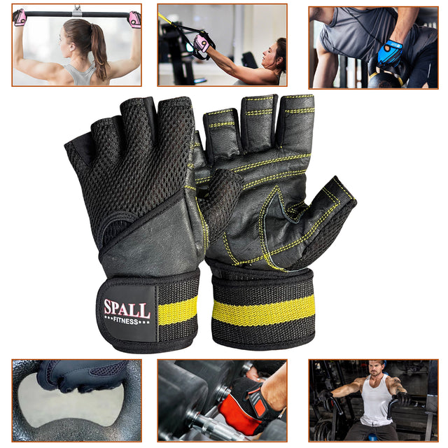 Weight Lifting Leather Gloves Short Strap Power Lifting Gloves Strong Grip Palm Exercise Fitness Strengthen Gloves Home Gym(241223)