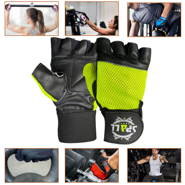 Weight Lifting leather Gloves Short Strap Power Lifting Gloves Strong Grip Palm Exercise Fitness Strengthen Gloves Home Gym(4003)