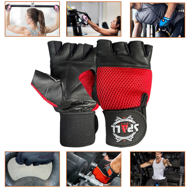 Weight Lifting leather Gloves Short Strap Power Lifting Gloves Strong Grip Palm Exercise Fitness Strengthen Gloves Home Gym(4003)