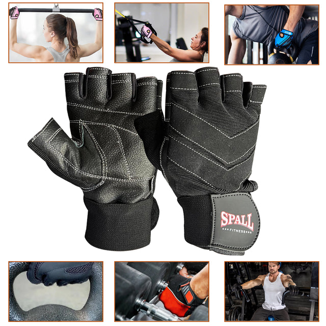 Weight Lifting Leather Gloves Short Strap Power Lifting Gloves Strong Grip Palm Exercise Fitness Strengthen Gloves Home Gym(8726)