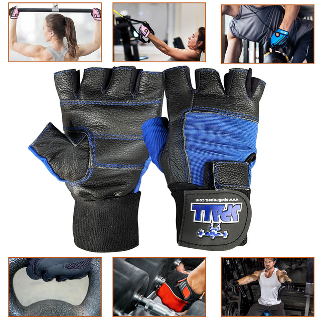 Weight Lifting Leather Gloves Short Strap Power Lifting Gloves Strong Grip Palm Exercise Fitness Strengthen Gloves Home Gym (11001)