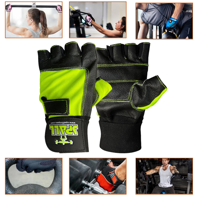 Weight Lifting Leather Gloves Short Strap Power Lifting Gloves Strong Grip Palm Exercise Fitness Strengthen Gloves Home Gym (11001)