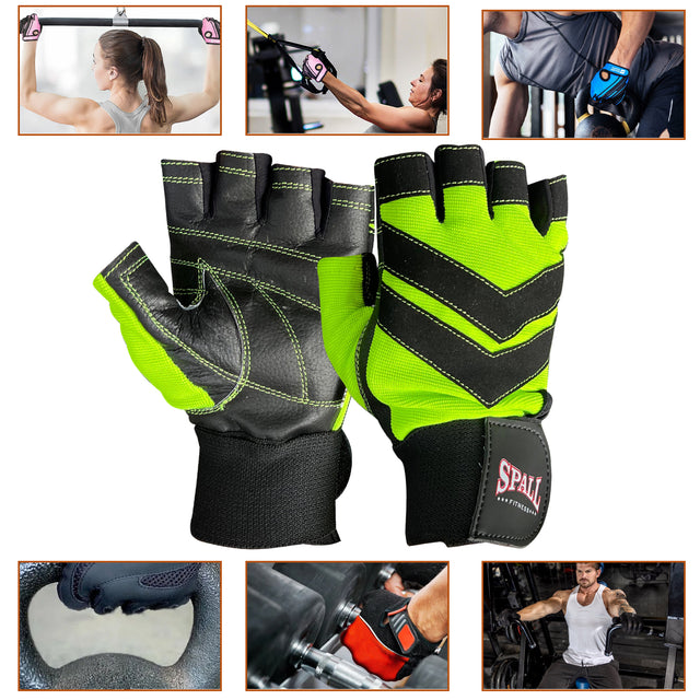 Weight Lifting Leather Gloves Short Strap Power Lifting Gloves Strong Grip Palm Exercise Fitness Strengthen Gloves Home Gym(8726)