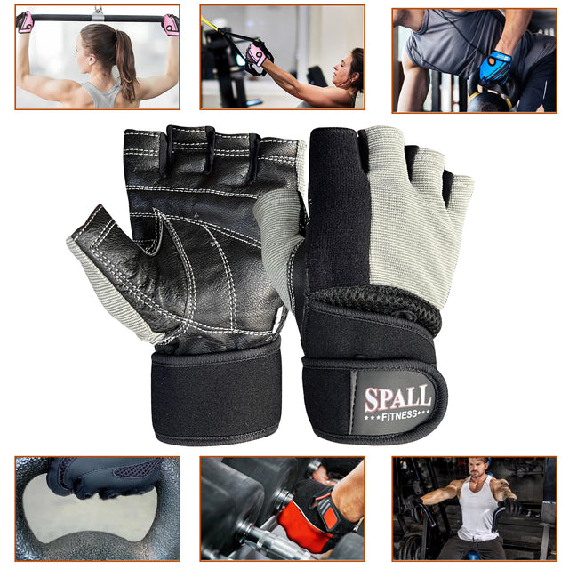 Weight Lifting Leather Gloves Short Strap Power Lifting Gloves Strong Grip Palm Exercise Fitness Strengthen Gloves Home Gym(20224)