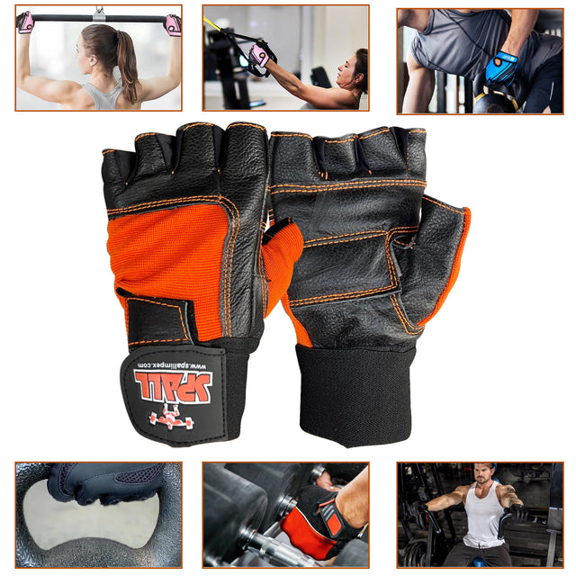 Weight Lifting Leather Gloves Short Strap Power Lifting Gloves Strong Grip Palm Exercise Fitness Strengthen Gloves Home Gym (11001)