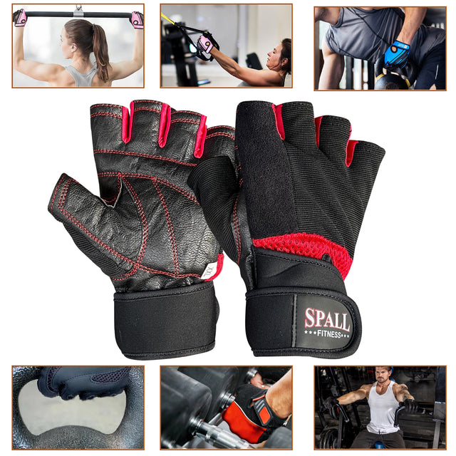 Weight Lifting Leather Gloves Short Strap Power Lifting Gloves Strong Grip Palm Exercise Fitness Strengthen Gloves Home Gym(20224)