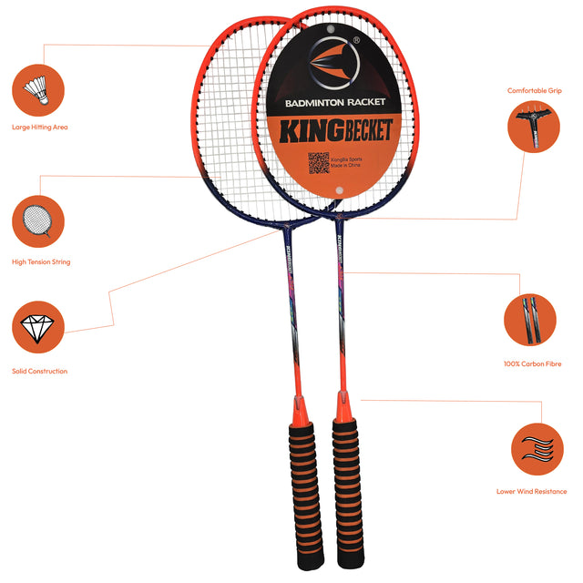 Badminton Rocket With Grip Soft Handles Smash Power Frame With Free Full Cover Ultra Light Weight Carbon Fiber Single High Grade Perfect For Men And Women