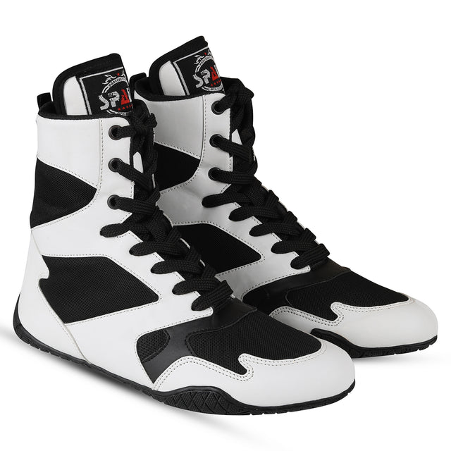 Boxing Shoes White Black For Professionals And Beginners (SI-1125)