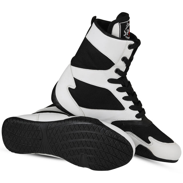 Boxing Shoes White Black For Professionals And Beginners (SI-1125)