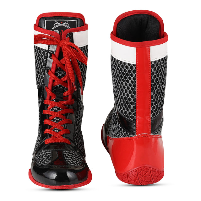 Boxing Shoes Red Black White For Professionals And Beginners (SI-1126)