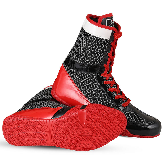 Boxing Shoes Red Black White For Professionals And Beginners (SI-1126)