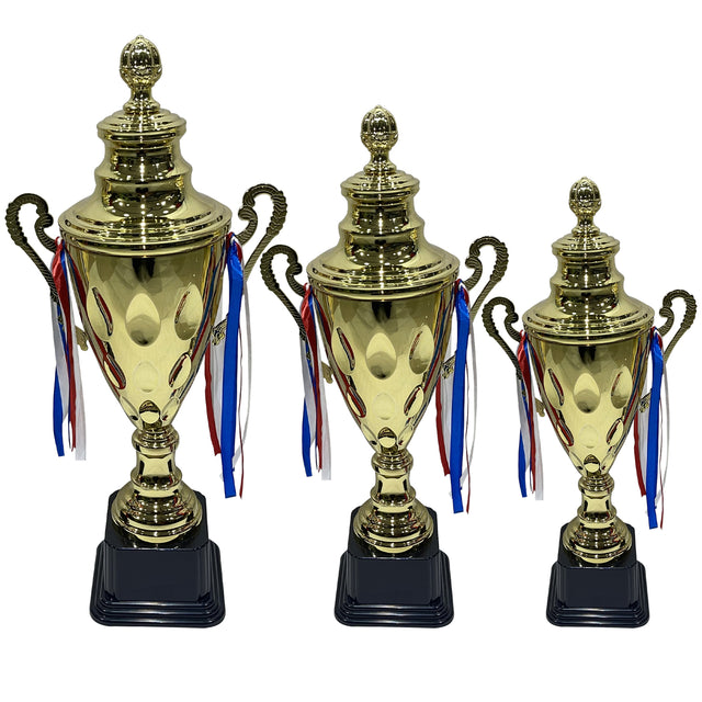 Trophy Set 3 Pcs Color Gold 62 cm 55 cm 48 cm For Competitions Honor Game Sports Match School Appreciation Gifts Sports Tournaments