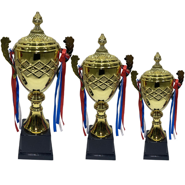 Trophies 3 Pcs Size A-57 cm B-52 cm C-46 cm Color Gold Winner Awards For Sports Match School Award Game Prize Tournaments Competitions honor Game Party Prize And Appreciation Gifts