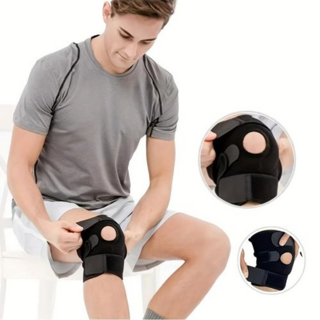 1pc Adjustable Fiess Knee Support Brace - Elastic Patella Belt with Secure Straps Cut-Out Design