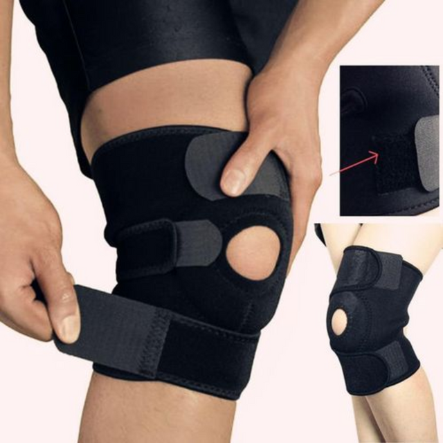 1pc Adjustable Fiess Knee Support Brace - Elastic Patella Belt with Secure Straps Cut-Out Design