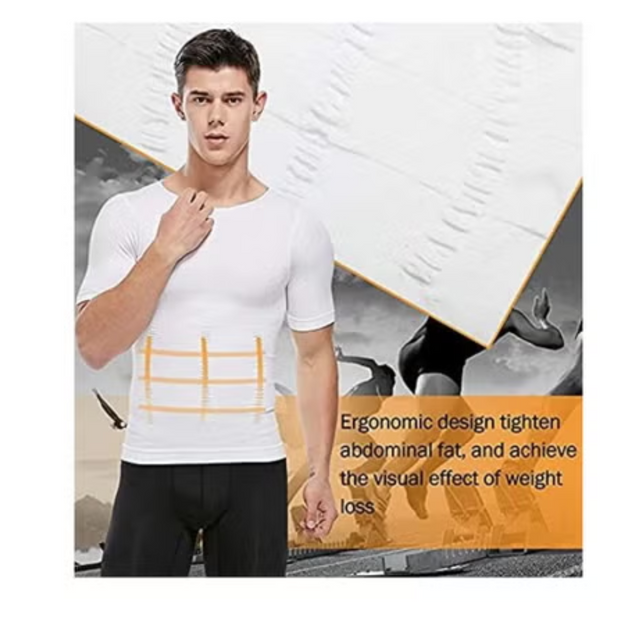 Men's Body Shaper Slimming Vest T-Shirt Elastic Slim Shapewear Compression Undershirts Tummy Control Waist Trainer