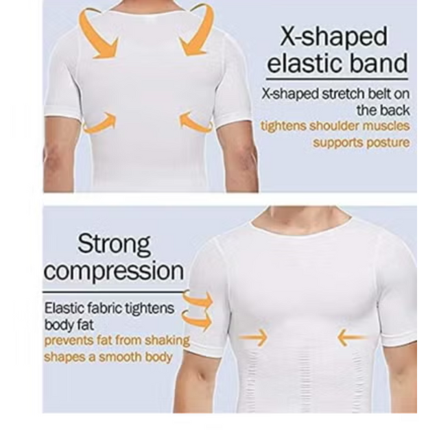 Men's Body Shaper Slimming Vest T-Shirt Elastic Slim Shapewear Compression Undershirts Tummy Control Waist Trainer