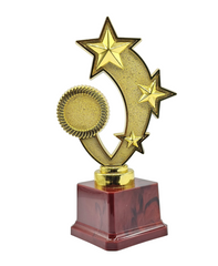 3-Star Round Trophy – 20cm | Gold Color Prestige Award 902