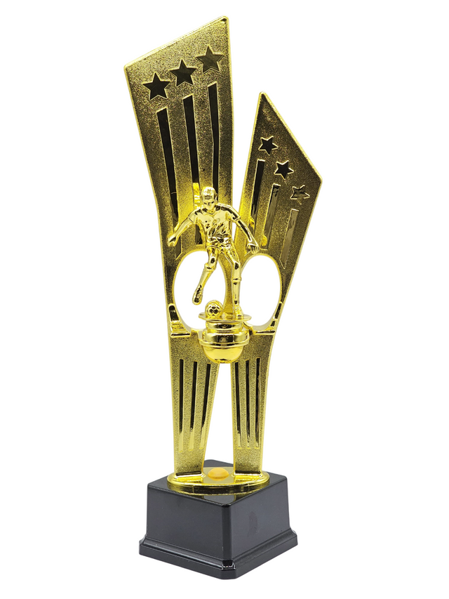 25cm Gold Football Trophy – Player Kicking Ball | Sports Award YG-118-014