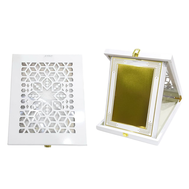 Elegant White Wooden Plaque with Golden Plate – Premium Award & Recognition Frame 23827