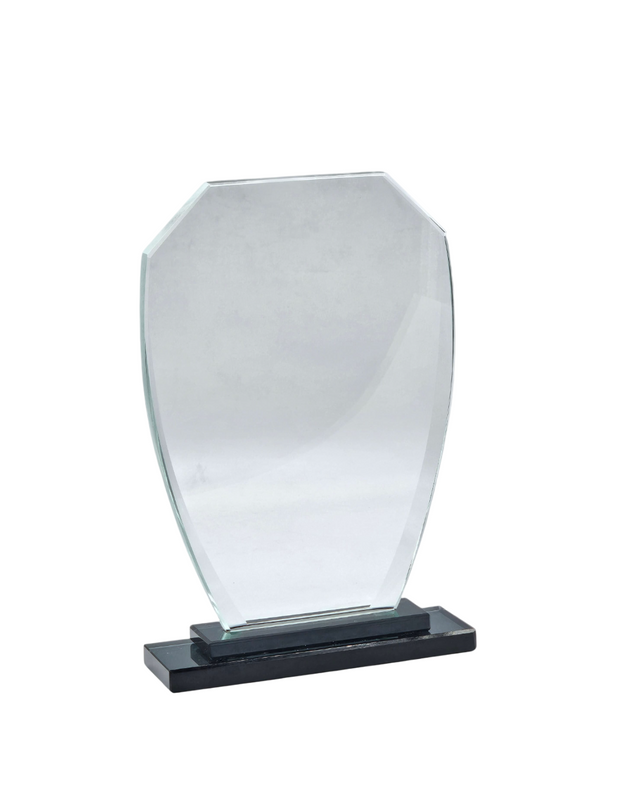 Crystal Glass Trophy – 20cm | Elegant Award with Black Base 481310