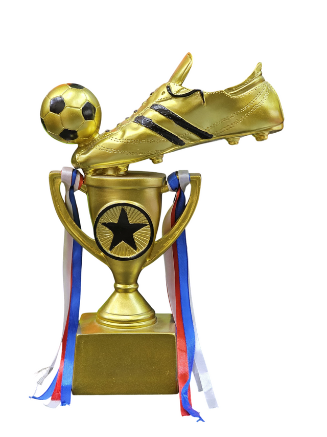 Golden Football Trophy with Boot & Cup Design – Premium Soccer Award HX5659-A5