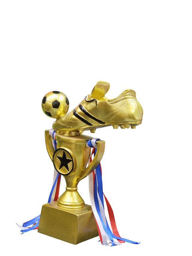 Golden Football Trophy with Boot & Cup Design – Premium Soccer Award HX5659-A5